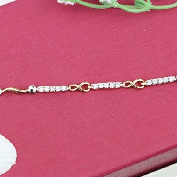 "Elegant Infinity Link Rose Gold & Silver Bracelet with Crystals, XPBL0849 - Picture 11 of 12